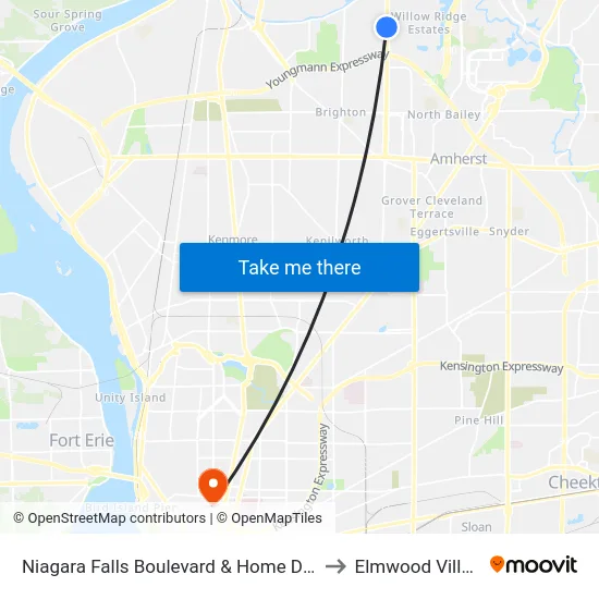 Niagara Falls Boulevard & Home Depot to Elmwood Village map