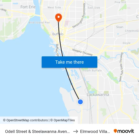 Odell Street & Steelawanna Avenue to Elmwood Village map