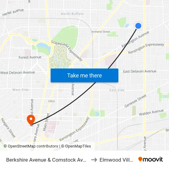Berkshire Avenue & Comstock Avenue to Elmwood Village map