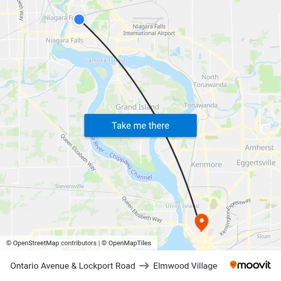 Ontario Avenue & Lockport Road to Elmwood Village map