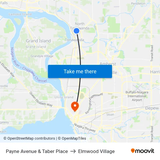 Payne Avenue & Taber Place to Elmwood Village map