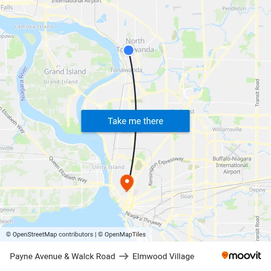 Payne Avenue & Walck Road to Elmwood Village map