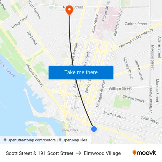 Scott Street & 191 Scott Street to Elmwood Village map