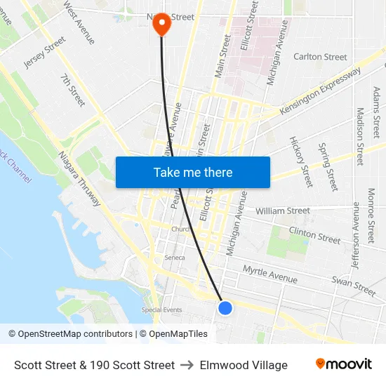 Scott Street & 190 Scott Street to Elmwood Village map