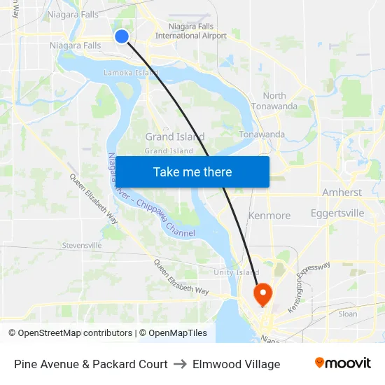 Pine Avenue & Packard Court to Elmwood Village map