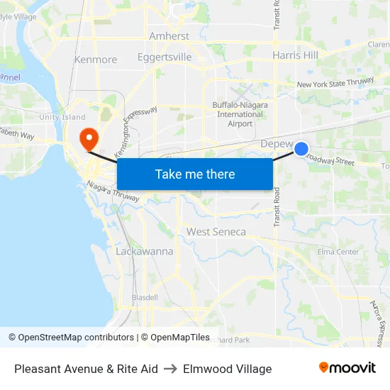 Pleasant Avenue & Rite Aid to Elmwood Village map