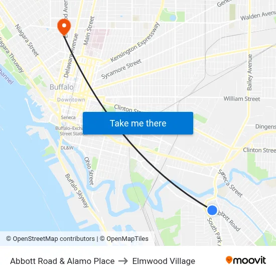 Abbott Road & Alamo Place to Elmwood Village map