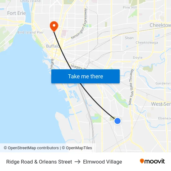 Ridge Road & Orleans Street to Elmwood Village map