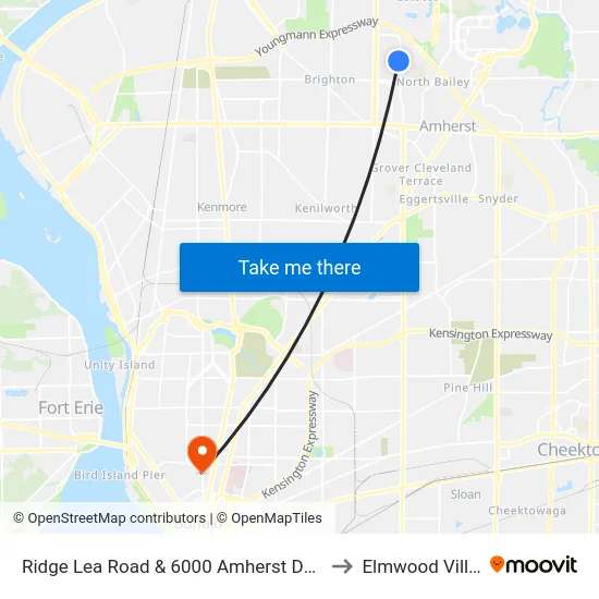 Ridge Lea Road & 6000 Amherst Dev. Park to Elmwood Village map