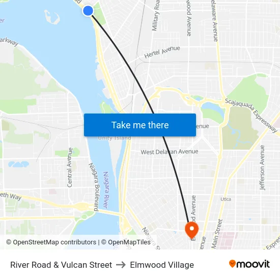 River Road & Vulcan Street to Elmwood Village map