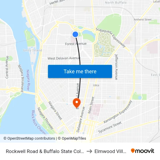 Rockwell Road & Buffalo State College to Elmwood Village map