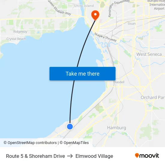 Route 5 & Shoreham Drive to Elmwood Village map