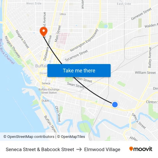 Seneca Street & Babcock Street to Elmwood Village map