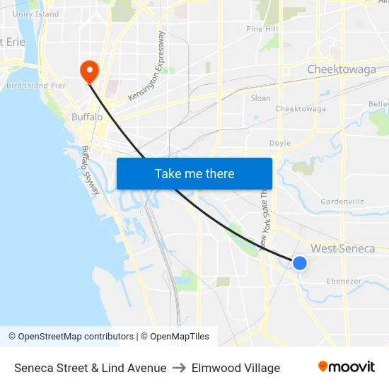 Seneca Street & Lind Avenue to Elmwood Village map