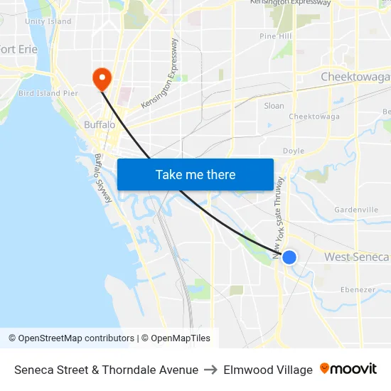 Seneca Street & Thorndale Avenue to Elmwood Village map