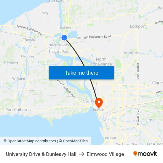 University Drive & Dunleavy Hall to Elmwood Village map