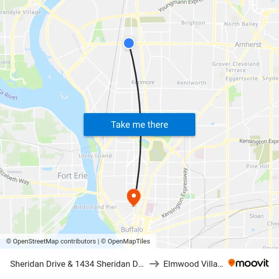 Sheridan Drive & 1434 Sheridan Drive to Elmwood Village map