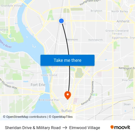 Sheridan Drive & Military Road to Elmwood Village map