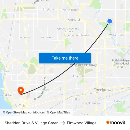 Sheridan Drive & Village Green to Elmwood Village map