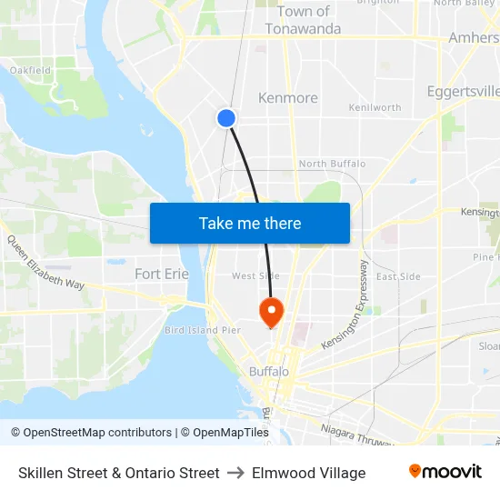 Skillen Street & Ontario Street to Elmwood Village map