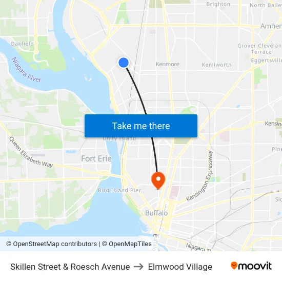 Skillen Street & Roesch Avenue to Elmwood Village map