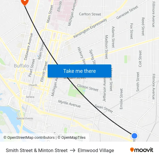 Smith Street & Minton Street to Elmwood Village map