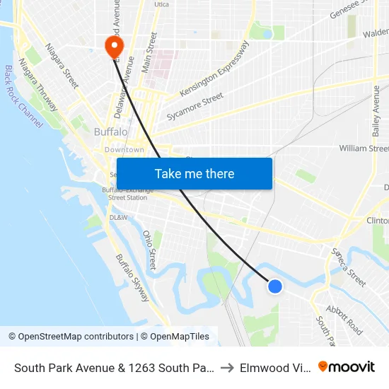 South Park Avenue & 1263 South Park Avenue to Elmwood Village map