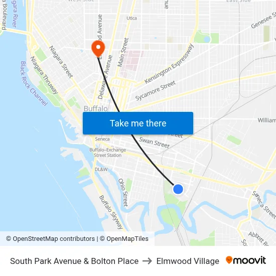 South Park Avenue & Bolton Place to Elmwood Village map