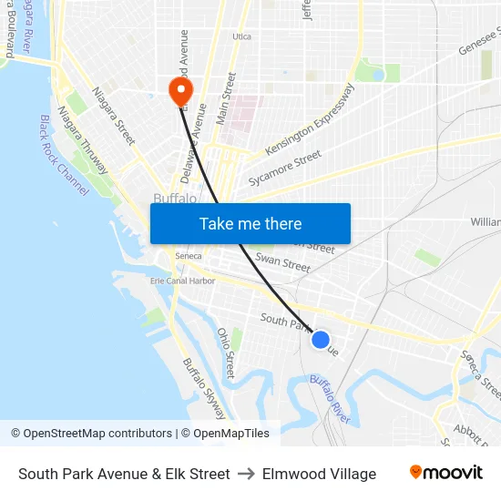 South Park Avenue & Elk Street to Elmwood Village map