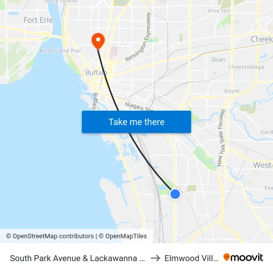 South Park Avenue & Lackawanna Victory to Elmwood Village map