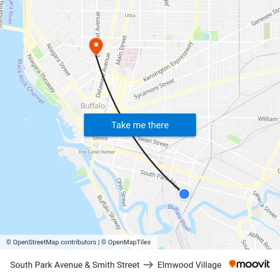 South Park Avenue & Smith Street to Elmwood Village map