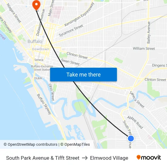 South Park Avenue & Tifft Street to Elmwood Village map