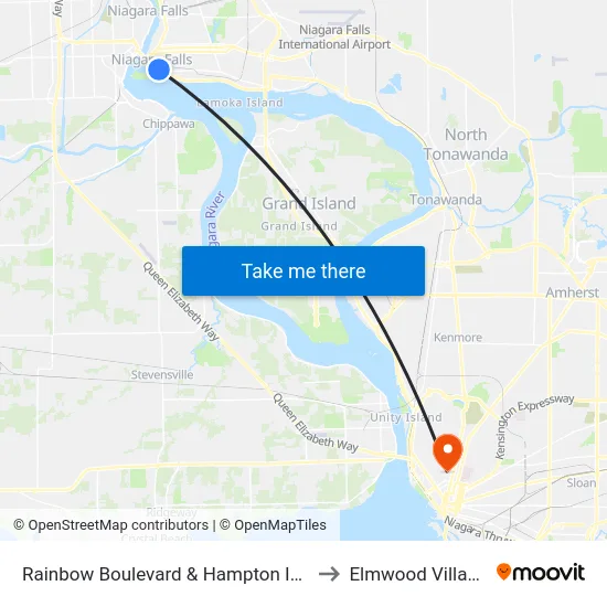 Rainbow Boulevard & Hampton Inn to Elmwood Village map