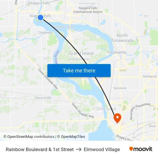 Rainbow Boulevard & 1st Street to Elmwood Village map