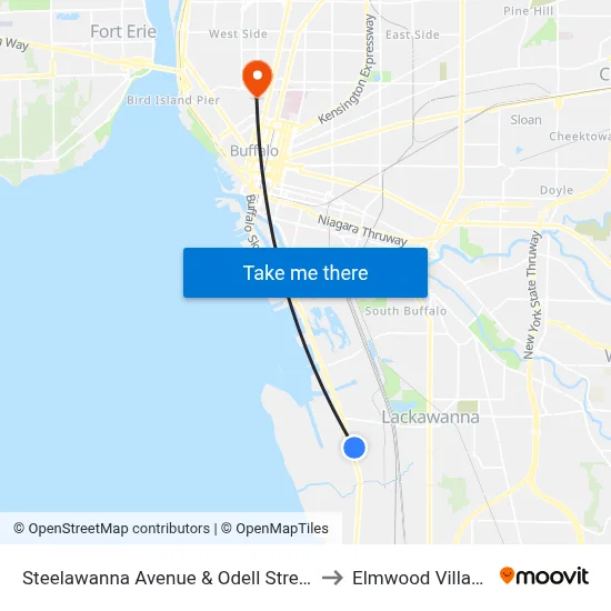 Steelawanna Avenue & Odell Street to Elmwood Village map