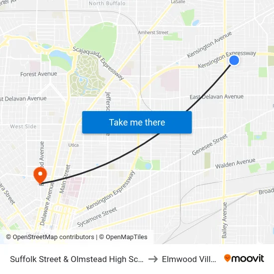 Suffolk Street & Olmstead High School to Elmwood Village map