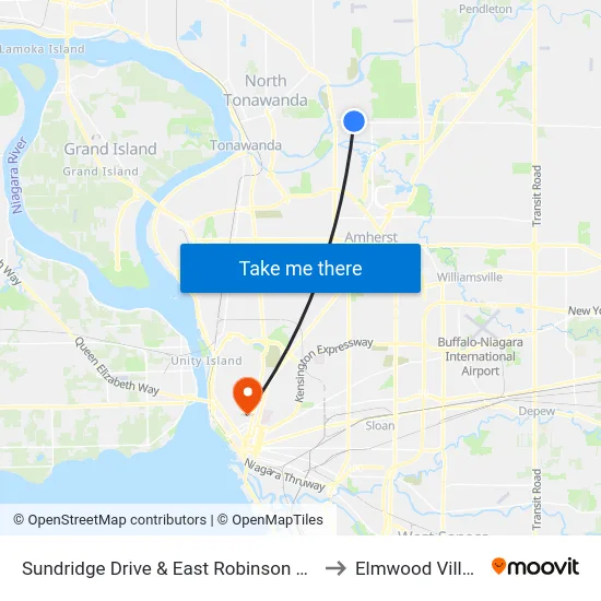 Sundridge Drive & East Robinson Road to Elmwood Village map