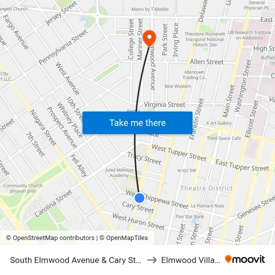 South Elmwood Avenue & Cary Street to Elmwood Village map