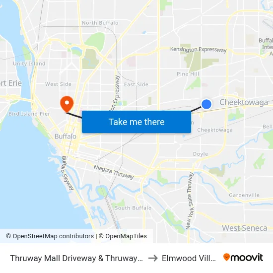 Thruway Mall Driveway & Thruway Mall to Elmwood Village map