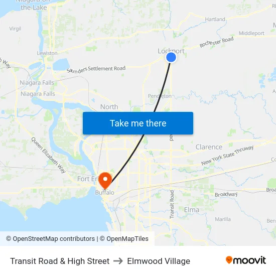 Transit Road & High Street to Elmwood Village map