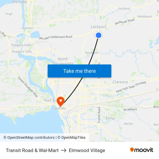 Transit Road & Wal-Mart to Elmwood Village map