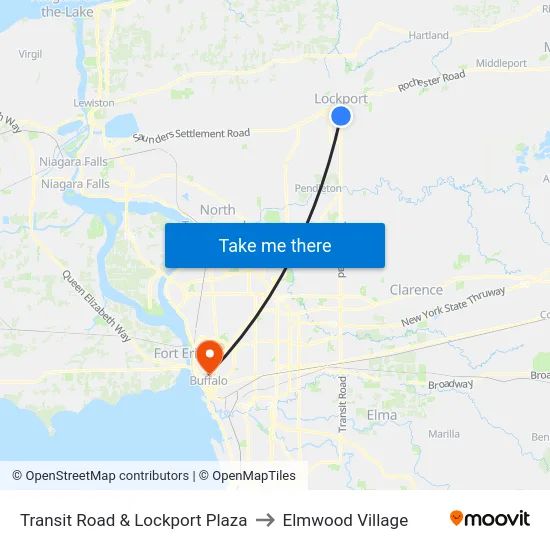 Transit Road & Lockport Plaza to Elmwood Village map