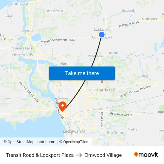 Transit Road & Lockport Plaza to Elmwood Village map