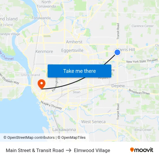 Main Street & Transit Road to Elmwood Village map