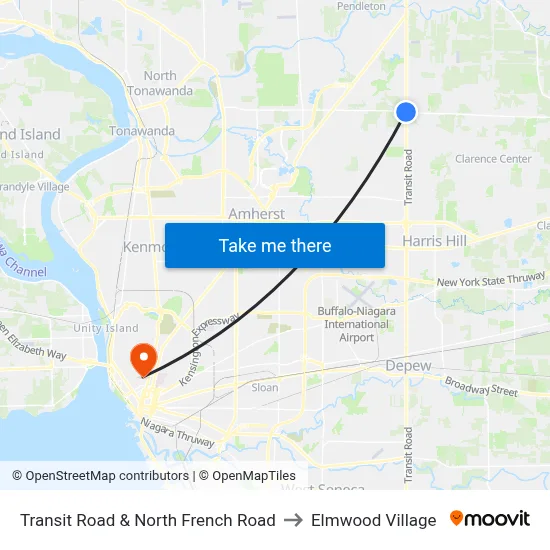 Transit Road & North French Road to Elmwood Village map
