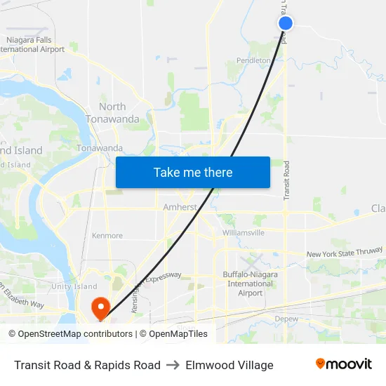 Transit Road & Rapids Road to Elmwood Village map