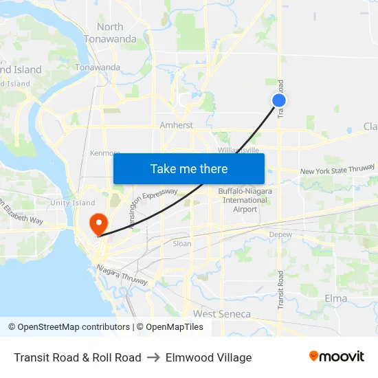 Transit Road & Roll Road to Elmwood Village map