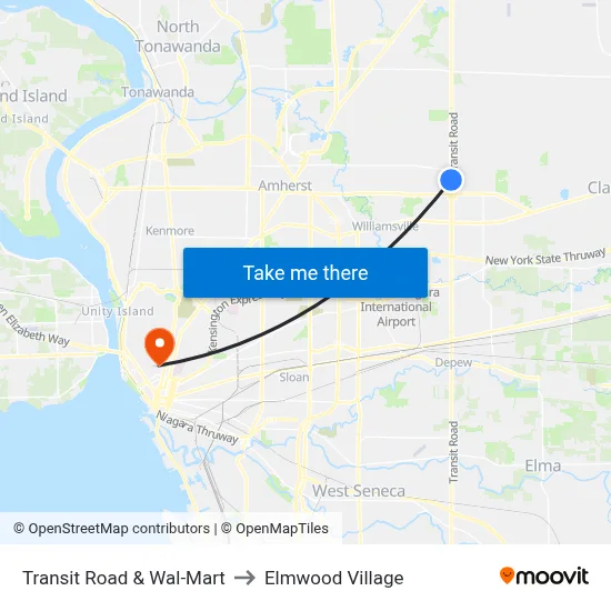 Transit Road & Wal-Mart to Elmwood Village map