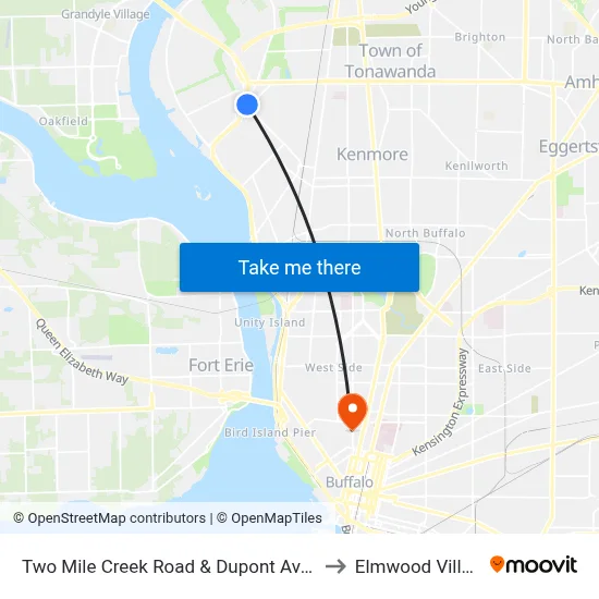 Two Mile Creek Road & Dupont Avenue to Elmwood Village map
