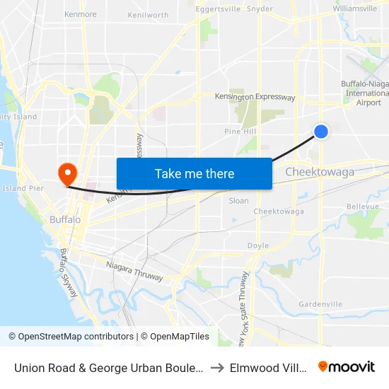 Union Road & George Urban Boulevard to Elmwood Village map